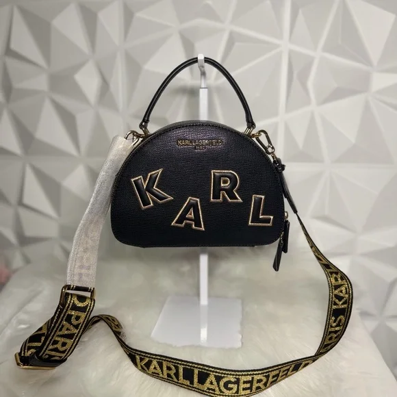 😎Karl Lagerfeld Black Crossbody with Gold Accents